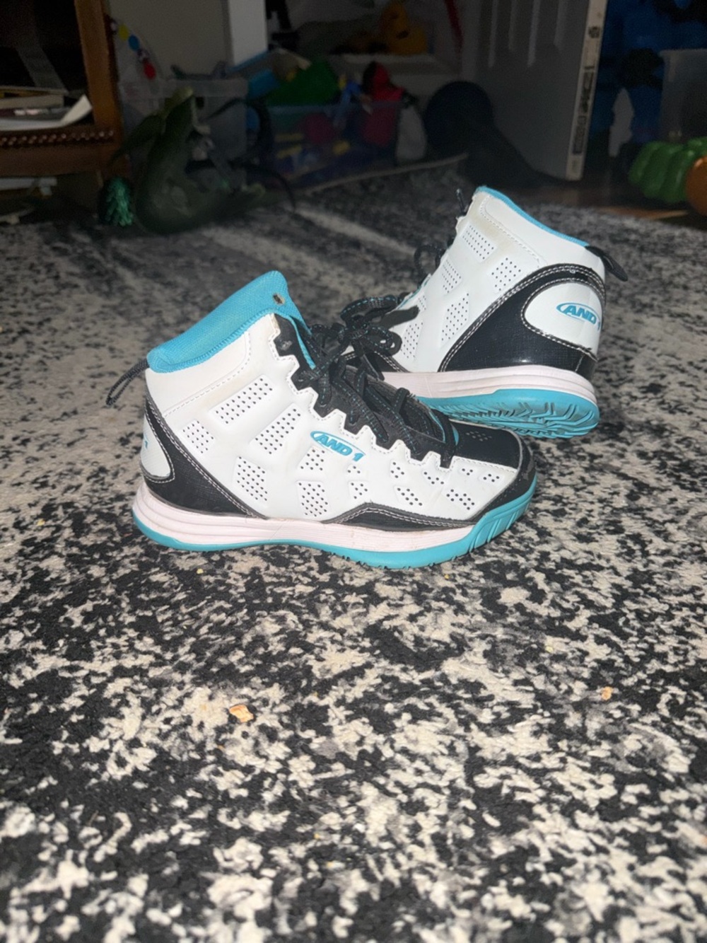 And1 Kids' High-Top Sneakers in White, Black & Teal